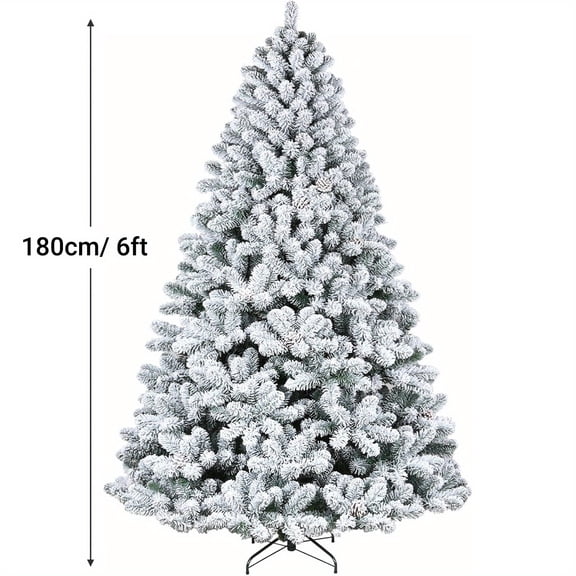 Snow-Flocked Artificial Christmas Tree with Metal Stand - 4/5/6ft, Hinged Branches for Easy Setup, Perfect for Home, Office & Party Decor
