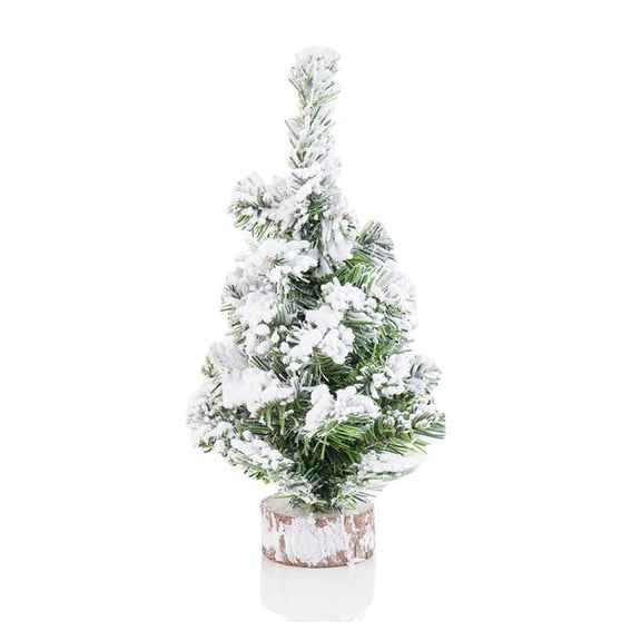 Snow Flocked Artificial Mini Christmas Tree, 15.7 inch Small Spruce Xmas Tree with Wooden Base for Tabletop Mantel Bookshelf Home Decor