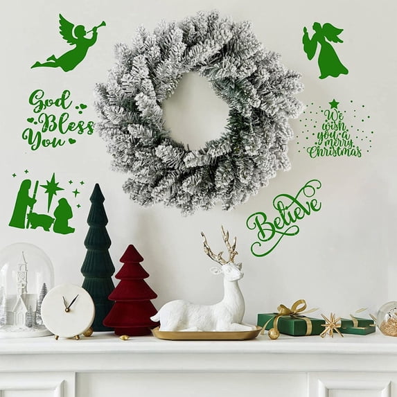 Snow Flocked Artificial Winter Wreath, Silver Frosted Holiday Wreath for Front Door, Fireplace Mantel and Indoor Outdoor Decor