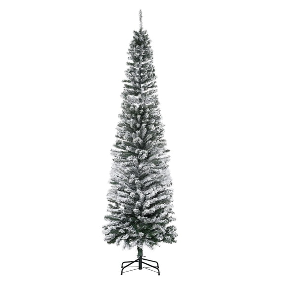 Snow Flocked Christmas Tree 7.5ft Artificial Pine Tree - 738 Tips - Realistic Branches - Holiday Decor - Indoor Use