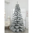 Snow Flocked Christmas Tree Premium Hinged Artificial Pines Tree,Metal