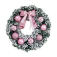 thumbnail image 1 of Snow Flocked Christmas Wreath, Artificial Wreath with Pink Ornaments for Front Door Window Indoor Outdoor Christmas Decorations, 1 of 6