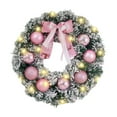thumbnail image 1 of Snow Flocked Christmas Wreath, Artificial Wreath with Pink Ornaments for Front Door Window Indoor Outdoor Christmas Decorations, 1 of 6