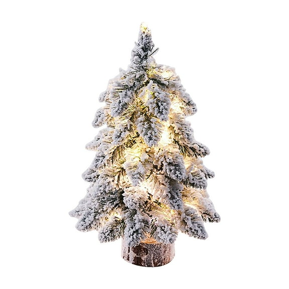 Snow Flocked Mini Christmas Tree Artificial Snowy Spruce Tree with Adjustable Branches Wood Base Unlit Small Tabletop Xmas Tree Decor for Mantel Window Home Farmhouse Holiday Gift