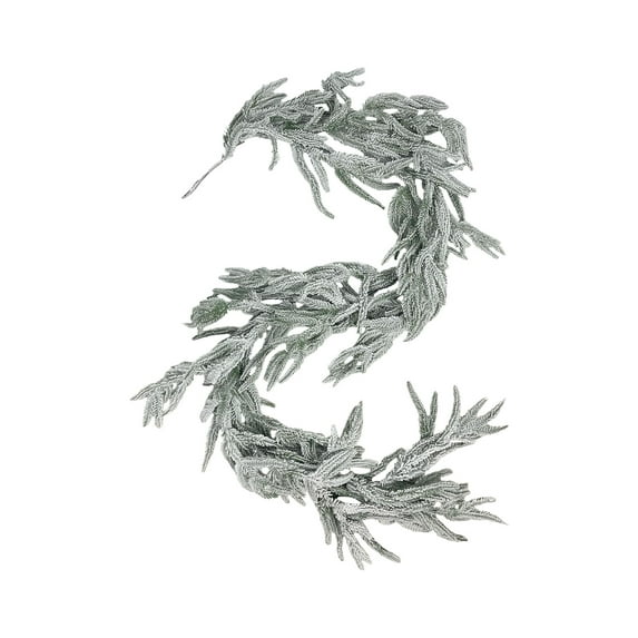 Snow Flocked Norfolk Pine Garlands, Real Touch Winter Pine Garland, Green Artificial Greenery Garland for Table, Mantle, Wall, Indoor, Outdoor Christmas Decorations (5.9Ft or 8.85Ft)