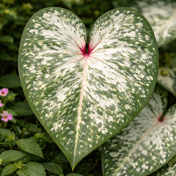 Snow Flurry Caladium Bulbs White and Green Caladium Shade Loving Tropical Foliage Plant Summer Garden and Container Bulb (2 Bulbs)