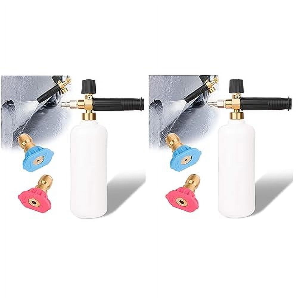 Snow Foam Cannon Pressure Washer Gun Spray Lance 1L Bottle Nozzle Tips Car Wash with 1/4’’ Quick Connector (2)