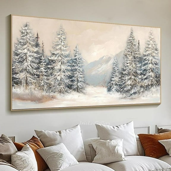 Snow Forest Winter Mountain Pine Trees Wall Art Living Room UNFRAMED PAPER POSTER