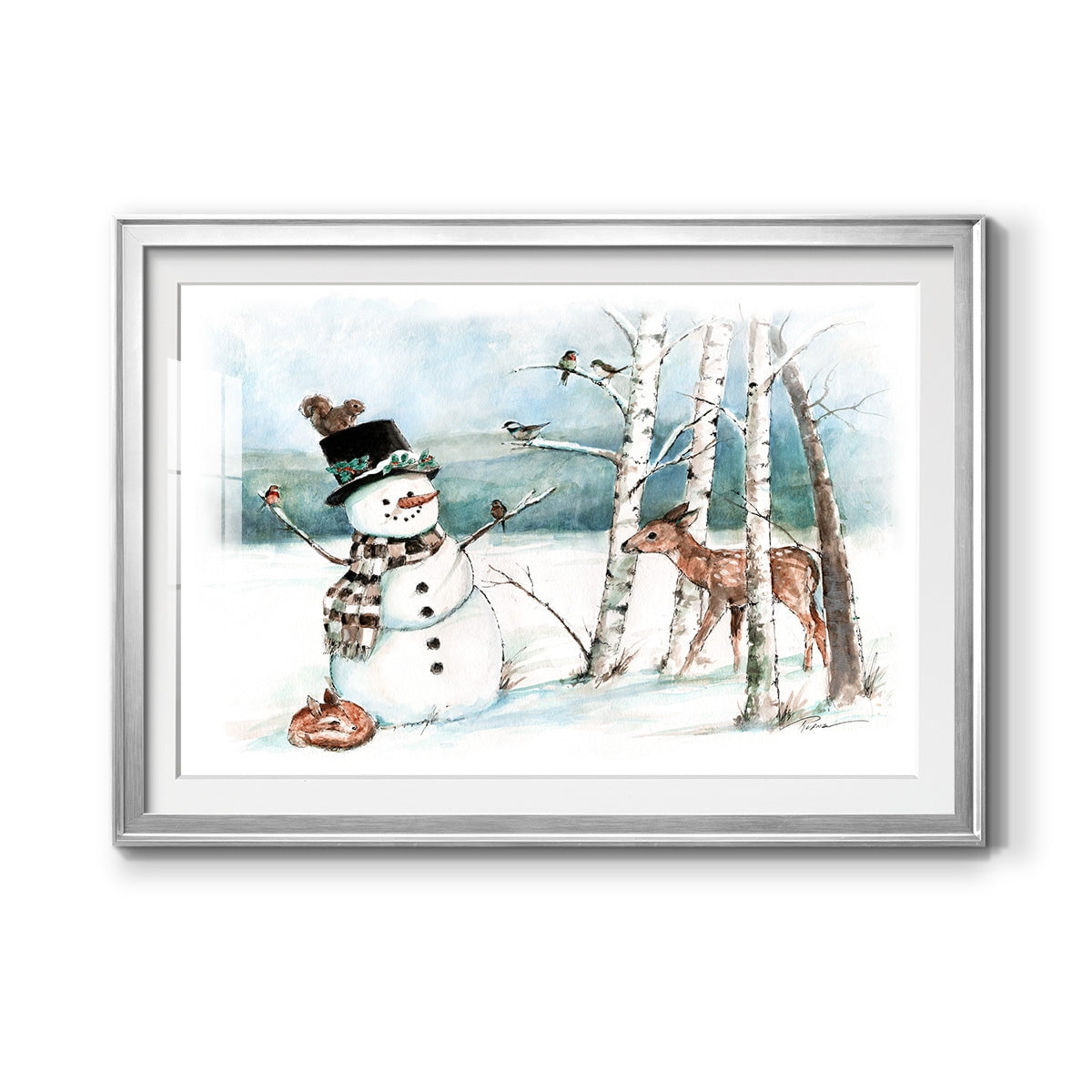 Snow Friends Premium Framed Print - Ready to Hang