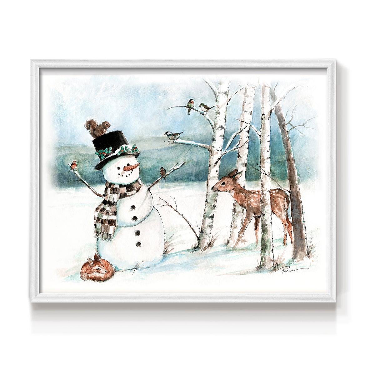 Snow Friends by Ruane Manning - Restickable Framed Giclée Print