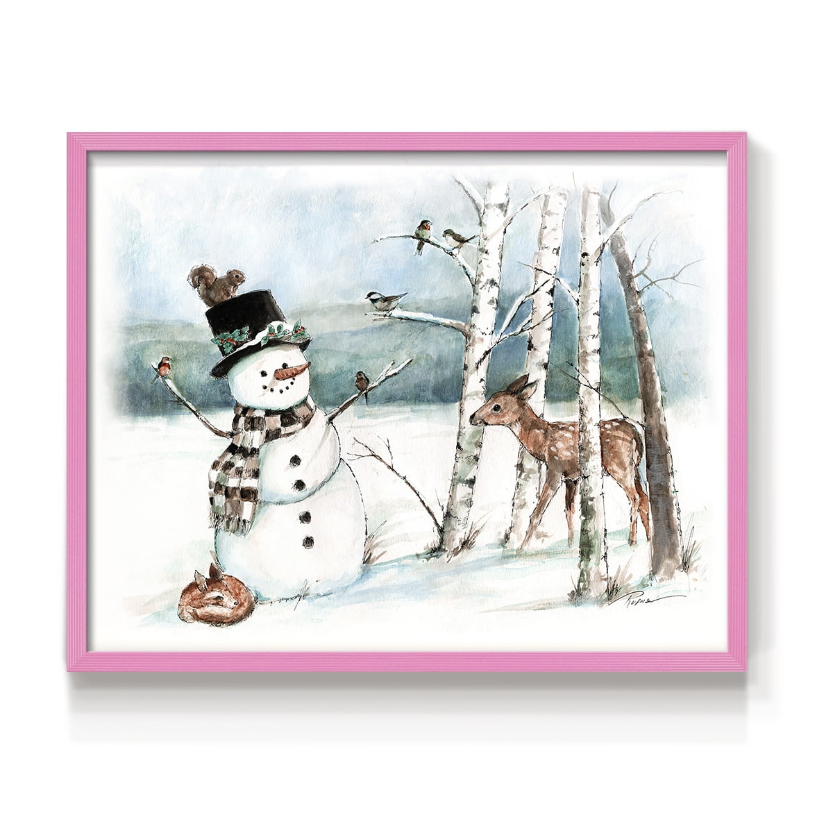 Snow Friends by Ruane Manning - Restickable Framed Giclée Print
