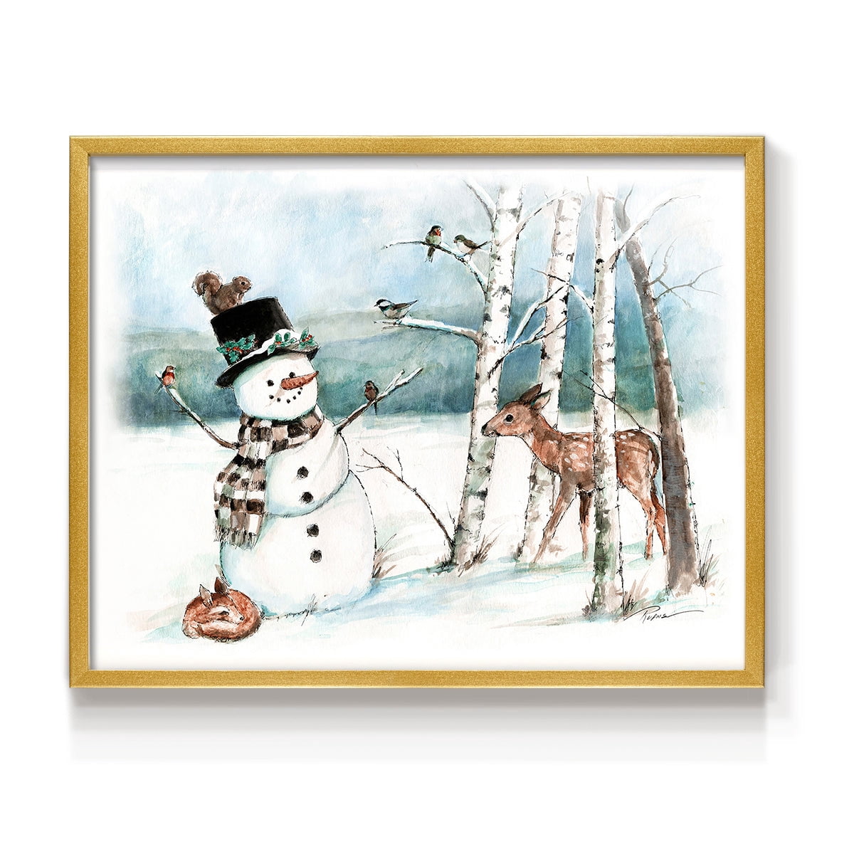 Snow Friends by Ruane Manning - Restickable Framed Giclée Print