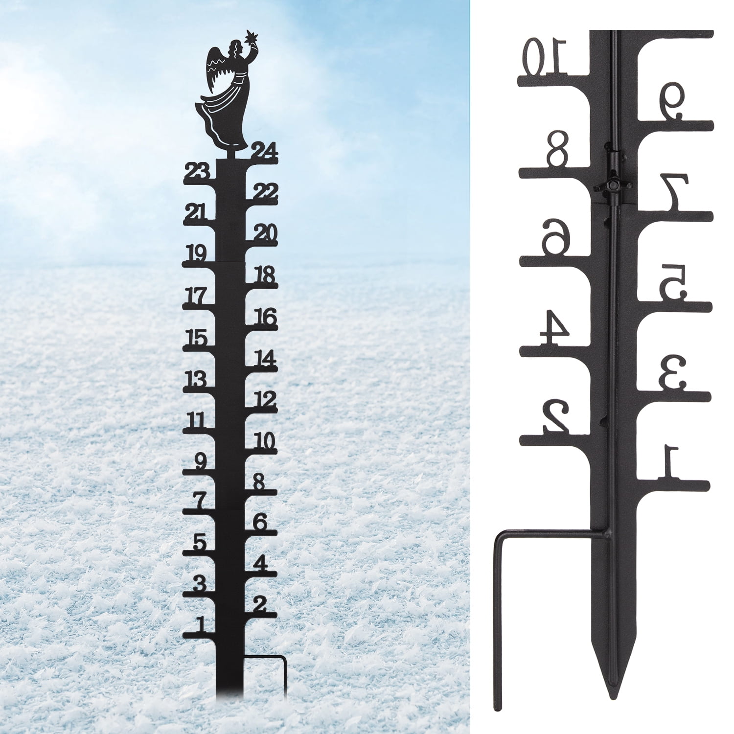 Snow Gauge Outdoor, 24 Inch Christmas Snowflake Snowfall Measuring