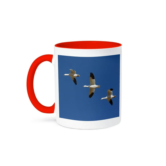 Snow Geese, Birds, Bosque Del Apache, New Mexico - Us32 Aje0000 - Adam Jones, 15oz Two-Tone Red Mug