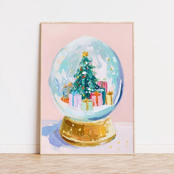 Snow Globe Art Poster: Pastelwall Decor, Unframed Poster Size 12x18
