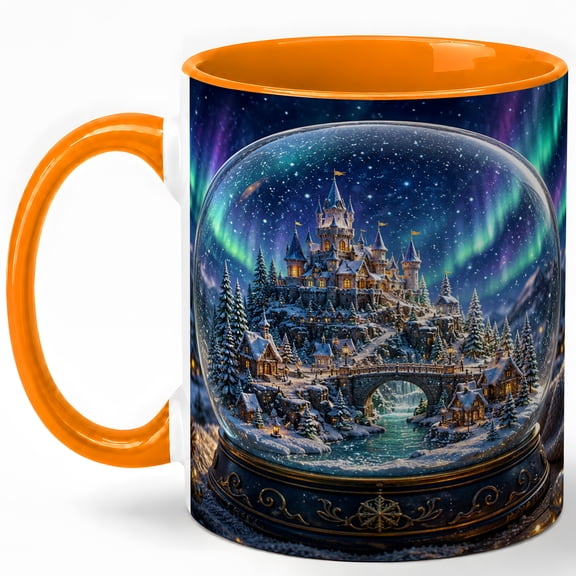 Snow Globe Castle 11oz Ceramic Mug, Winter Fantasy Coffee Cup