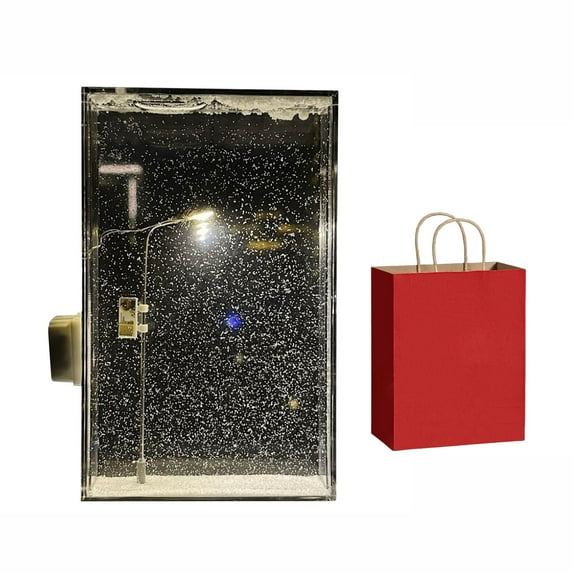 Snow Globe Christmas Lights DIY Snowy Night Flowing Snowy Scenery Street Lamp Night Light Flowing Snow Lamp for Bedroom Desktop Decor Christmas Indoor Party Decoration (Gift Box Kit)