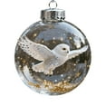 thumbnail image 1 of Snow Globe Christmas Tree Ornament with Snow Owl, Handcrafted Crystal Ball Decoration for Desktop and Holiday Decor, Festive Bird Pendant, 1 of 7