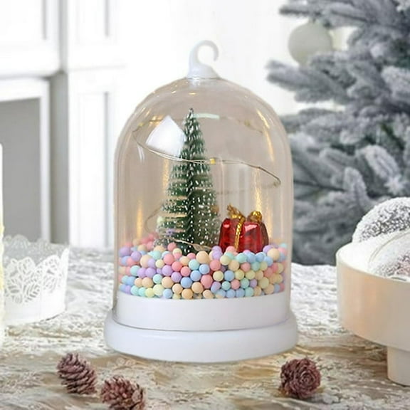 Snow Globe Christmas Tree in Dome Decorative Creative for Holiday Party Decoration Warm light