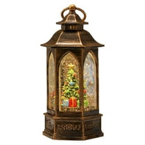 Snow Globe Music 150Ml Lighted Rotating Snow Falling Hexagon Water Kids' & Handheld Music Boxes Home Decor