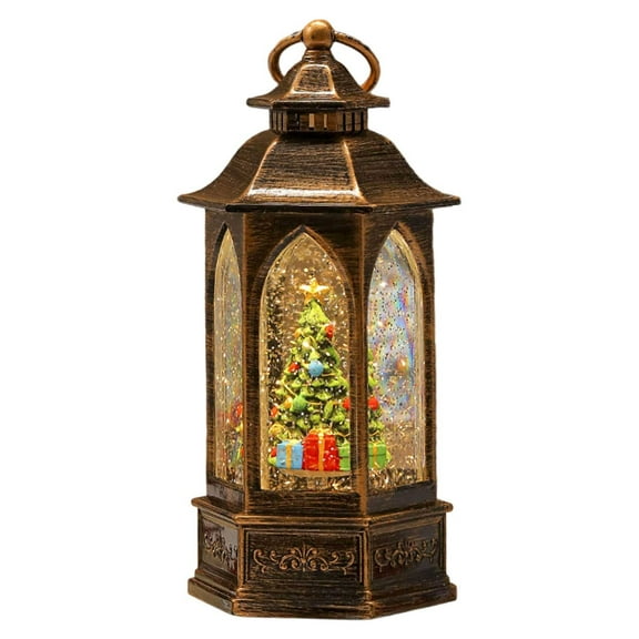 Snow Globe Music 150Ml Lighted Rotating Snow Falling Hexagon Water Kids' & Handheld Music Boxes Home Decor