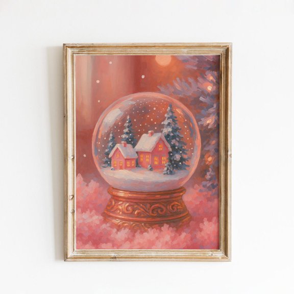 Snow Globe Poster – Cozy Winter Home Wall Art, Unframed Poster Size 24x36