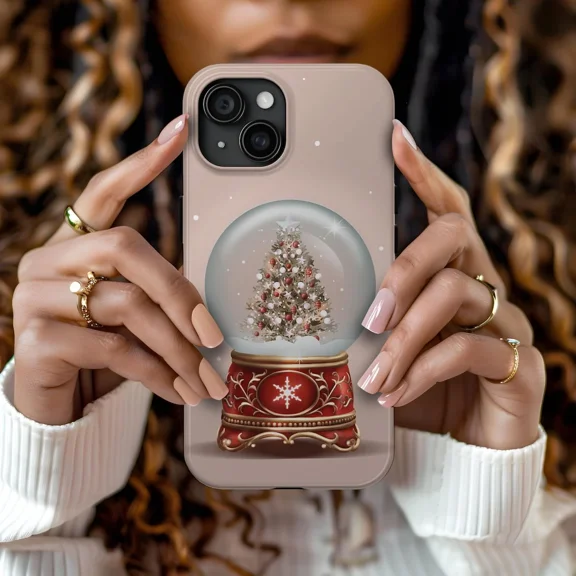 Snow Globe Snowflake Winter Scene Holiday Gift Protective Case for iPhone 11 12 13 14 15 16 17 Pro Max