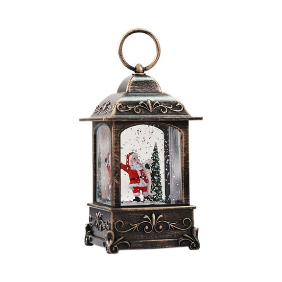 Snow Globe-Snowman Musical Christmas Lantern with 6 Hour Timer USB Lined/Battery Operated Retro Style Glitter Globe for Xmas Indoor Decoration and Santa Gifts