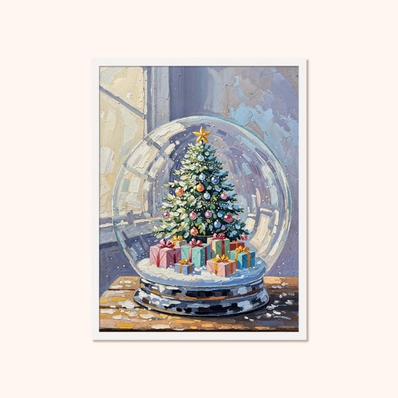 Snow Globe Wall Art, Pastel Tree Poster , F081, Unframed Poster Size 8x12