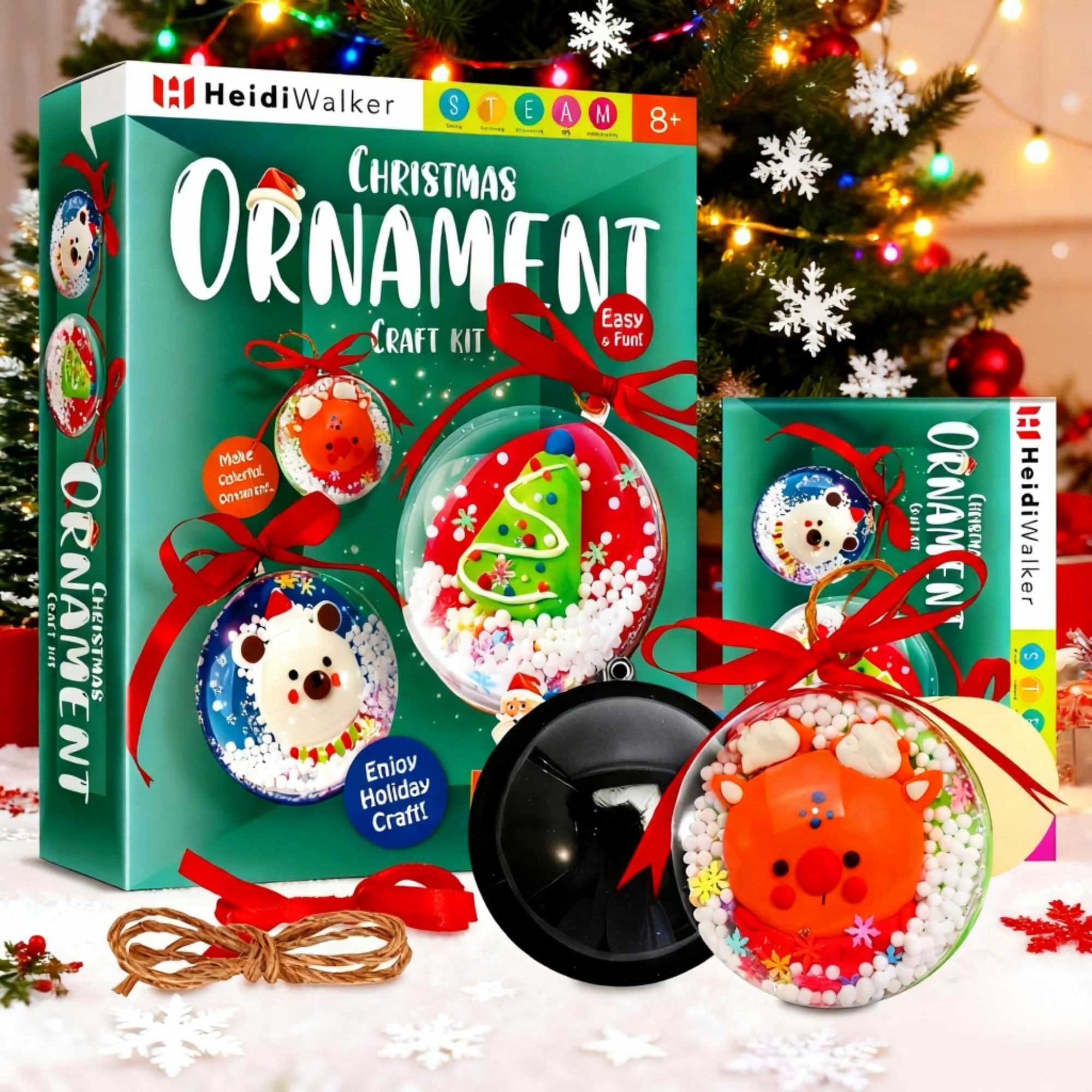 Piano Potato Christmas Ornament Craft Kit for Kids - DIY Snow Globe Making Kit with Wooden Slices & Clay, Holiday Arts and Crafts Gifts for Boys Girls Ages 8-12, Xmas Decorations Activity