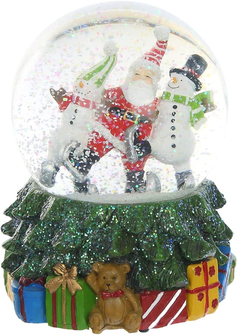 Christmas Alarm Clock Style Glitter Snow Globe Snowman and Snowkids with  Gifts and Christmas Tree Happy Holidays