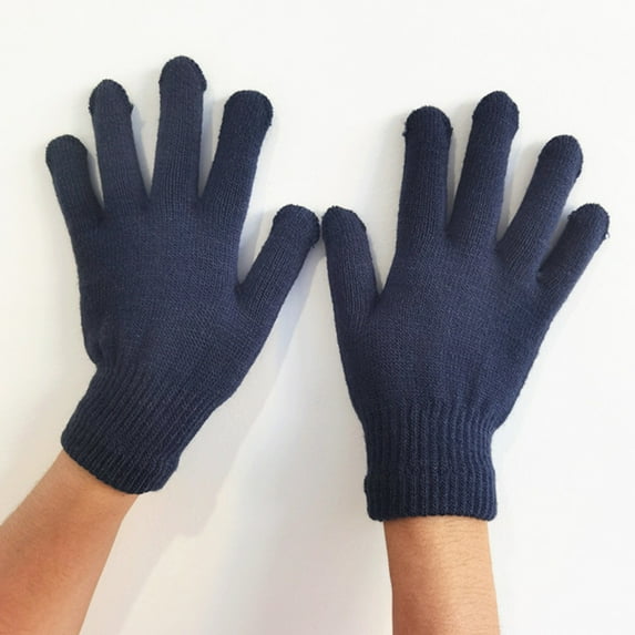 Snow Gloves Knitted Warm Gloves Five Fingered for Cold Snow Mittens Dark Gray One Size