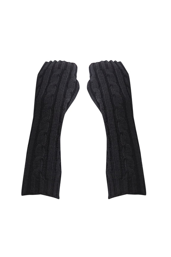 Snow Gloves Unisex Winter Warm Half Finger Wool Knitted Gloves Winter Gloves Black One Size