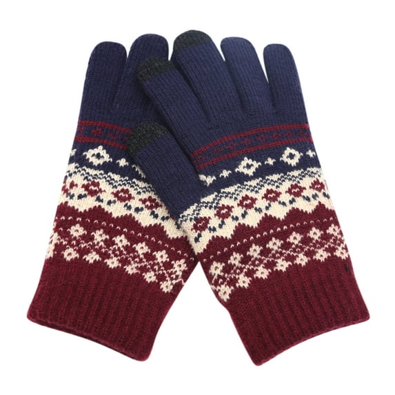 Snow Gloves Women's Trendy Patchwork Knitted Pile Baseball Cap Winter Gloves Multicolor One Size