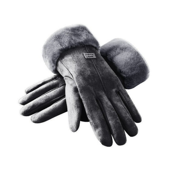 Snow Gloves Women's Winter Warm Lined Full Finger Driving Gloves Winter Gloves Gray One Size