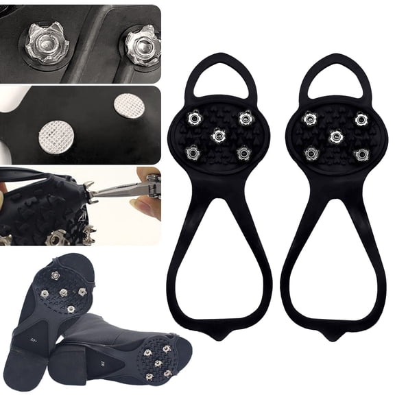 Snow Grips For Shoes Universal Non Slip Hiking Spikes, Micro Shoe Spikes for Snow and Ice, Durable Snow Crampons for Winter Hiking Climbing Ice Fishing