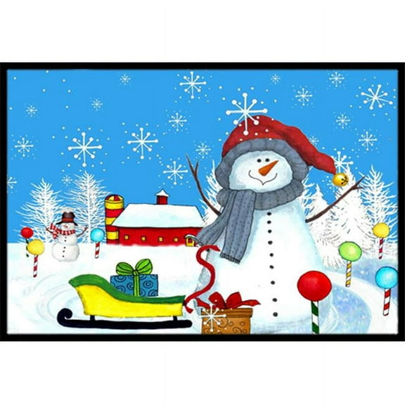 Snow Happens In The Meadow Snowman Indoor & Outdoor Mat- 18 x 27 in.