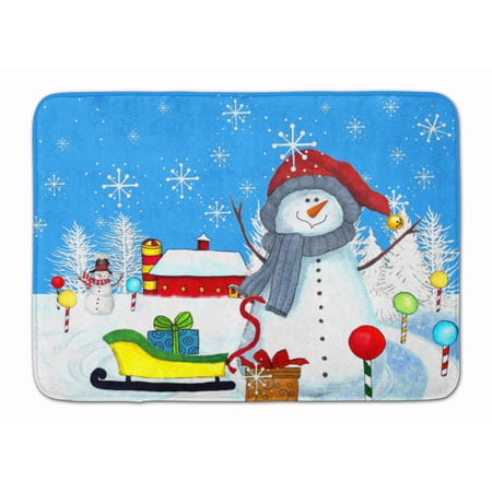 Snow Happens in the Meadow Snowman Machine Washable Memory Foam Mat