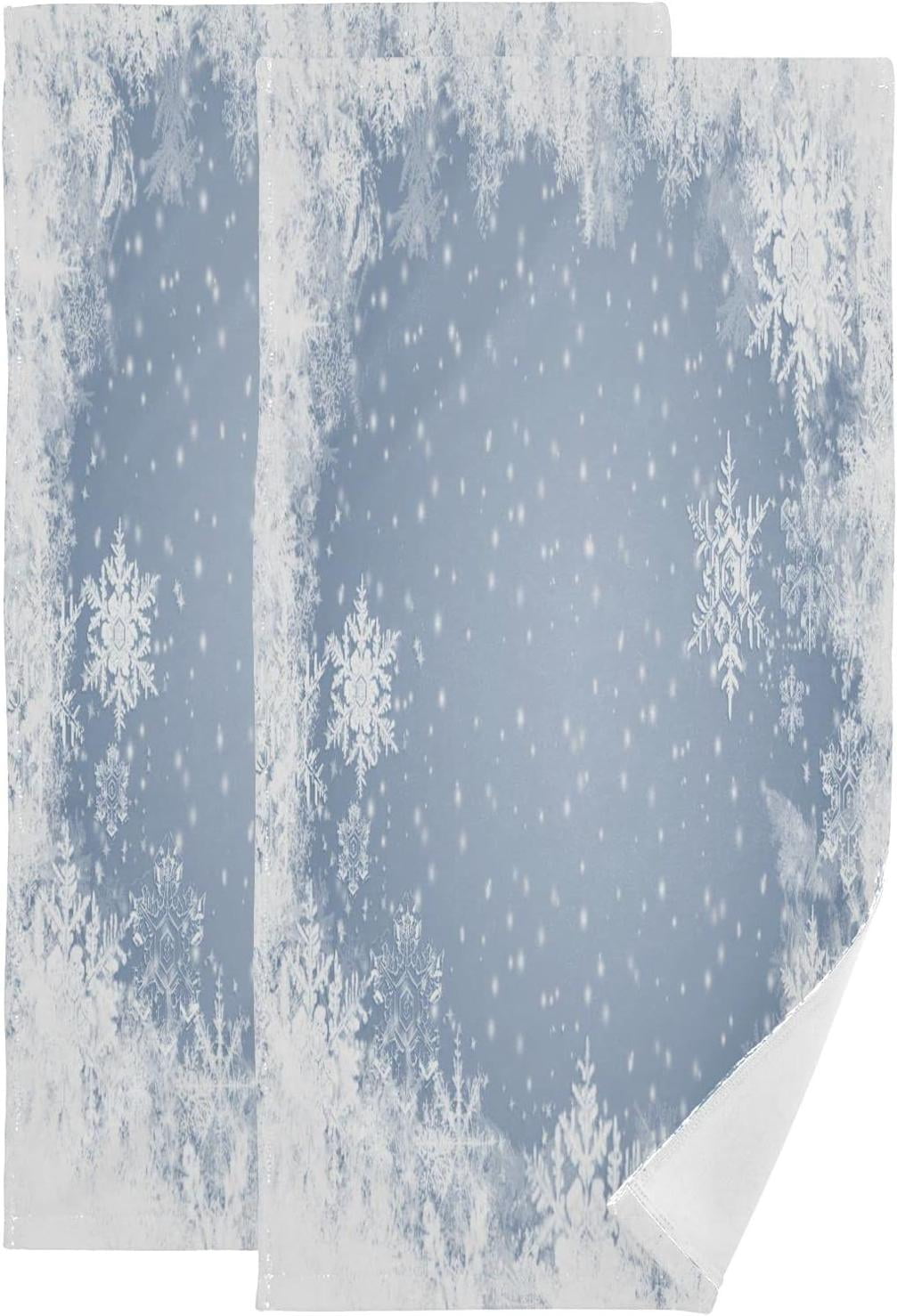 Snow Ice Crystals Glitter Hand Towels 2 PCS Winter Christmas Blue Kitchen Towel Ultra Soft and Highly Absorbent Decorative Fingertip Face Towel for Bathroom Hotel 28.3 x14.4 Walmart