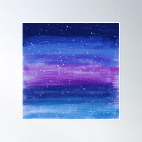 Snow In The Night Sky Poster Wall Art, Modern Wall Decor, 16x16 UNFRAMED
