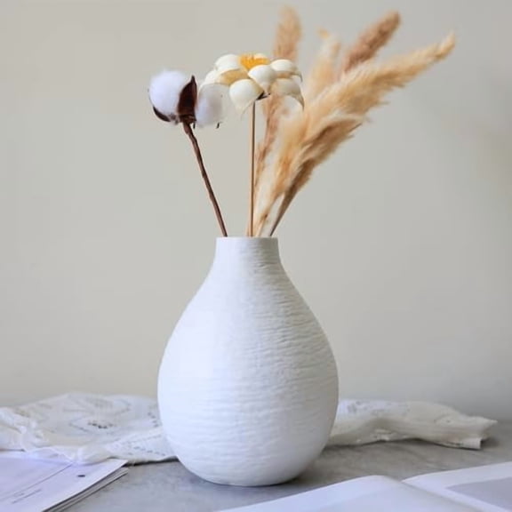 Snow Inspired Flower Vase, Ceramic Vases, White Vases, Minimalist Design for Elegant Home Decor for Coffee Table, Office Desk, Living Room, Mantel, Bedroom, Bookshelf Decoration