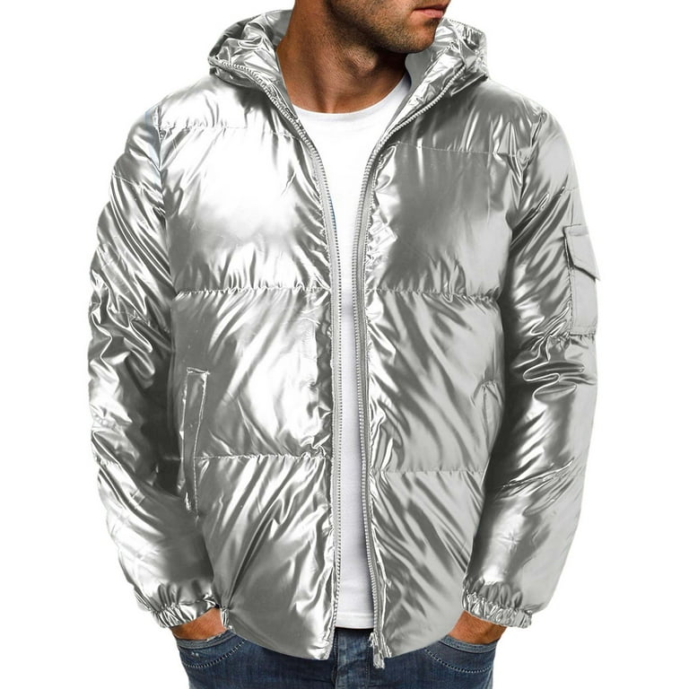 Snow Jacket Long Men Solid Coat Coat Cotton Men's Color Shiny