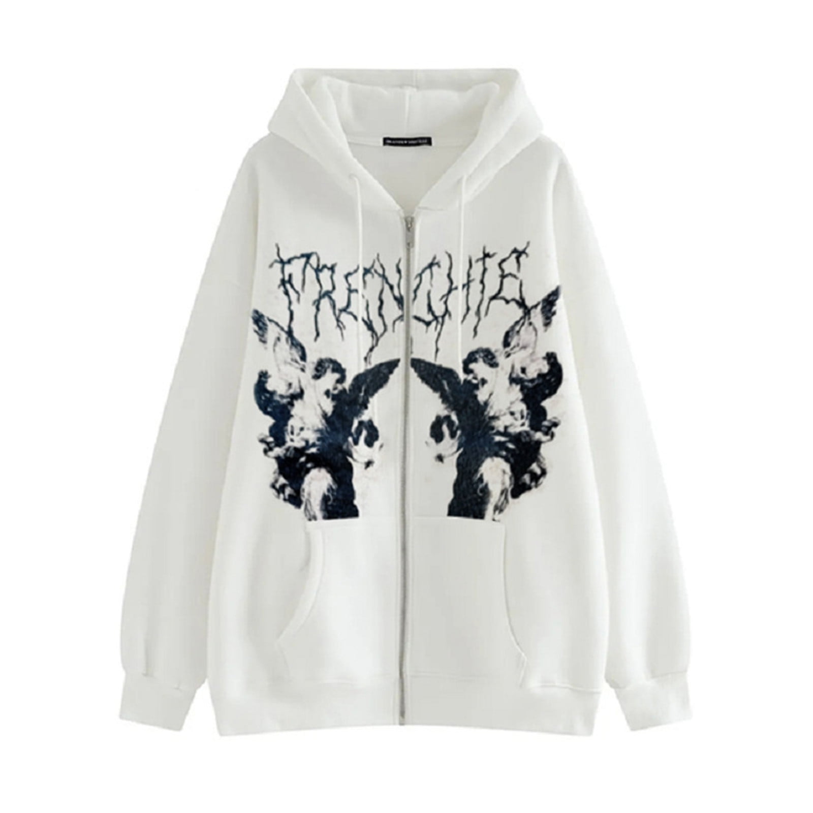 Sacos Para Mujer, Y2K Gothic Hoodies for Women Vintage Retro Skull Skeleton  Graphic Jacket Oversized Aesthetic Sweatshirts Pullovers Colorful Coats