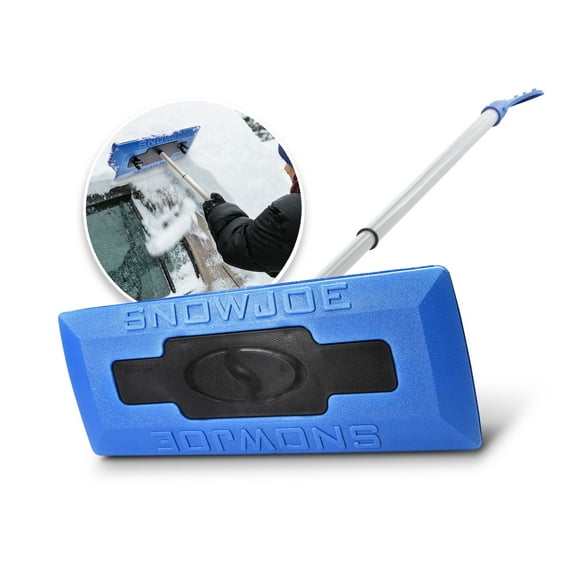 Snow Joe Windshield Ice Scraper, Car Window Winter Snow Removal Broom, Blue, SJBLZD