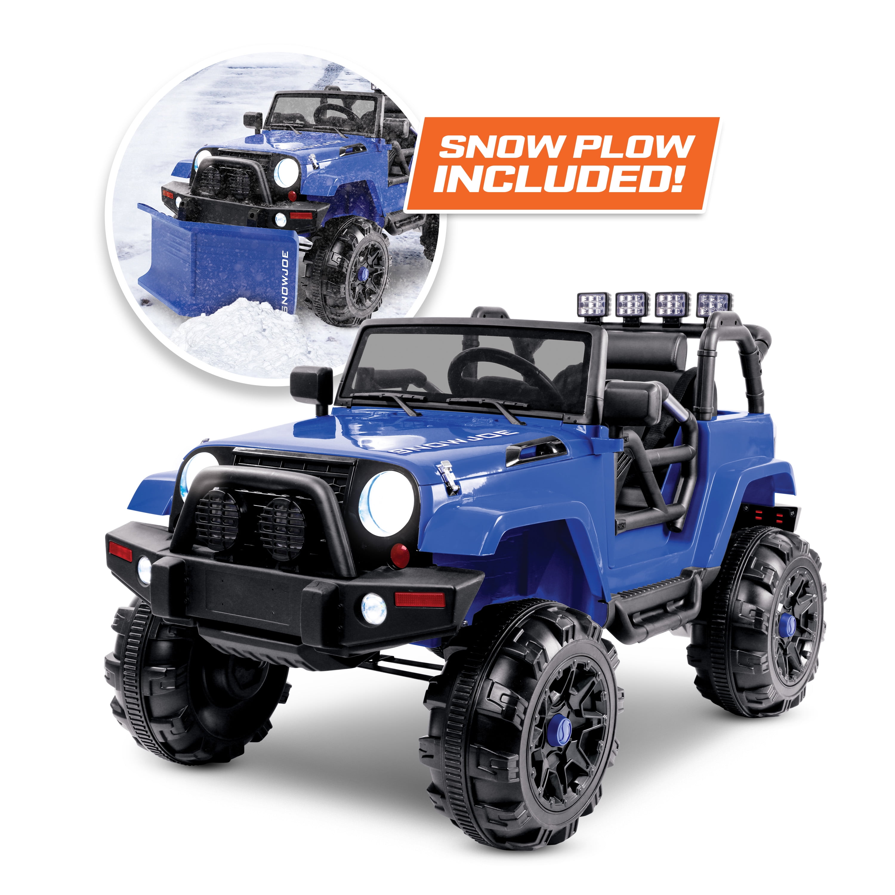 Blue 24-Volt Kids Ride-On SUV with Snow Plow and Remote