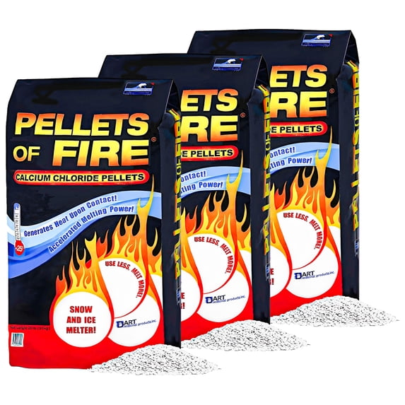 Snow Joe 3 Pack Pellets of Fire Ice Melter Driveways Sidewalks Concrete, 20 lb