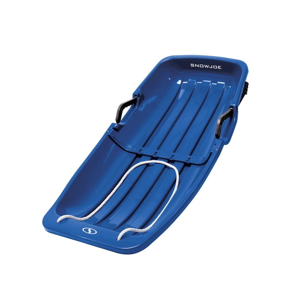 Snow Joe Plastic Snow Sled 34” Toboggan Board with Handles and Rope, Blue, SJ-SLD34-SJB