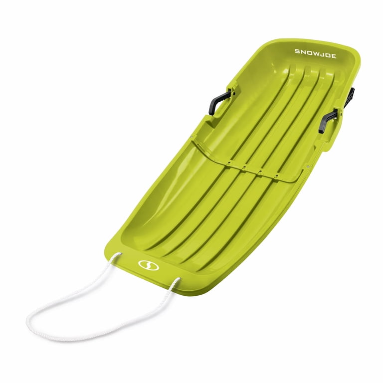 Snow Joe Plastic Snow Sled 48” Toboggan Board with Handles and