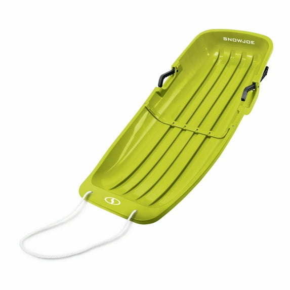 Snow Joe Plastic Snow Sled 48” Toboggan Board with Handles and Rope, Green, SJ-SLD48-GRN