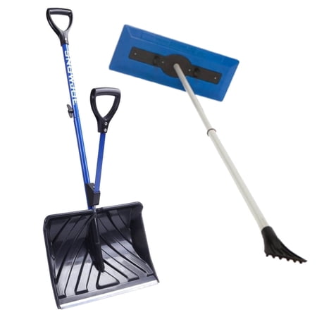 Snow Joe Shovelution Snow Shovel, Strain Reducing with Ice Scraper